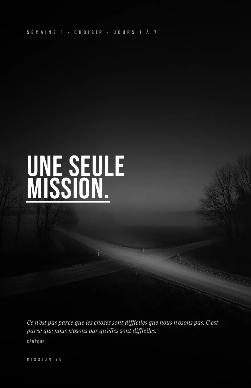 Une page noire du livre : « Une seule mission. »